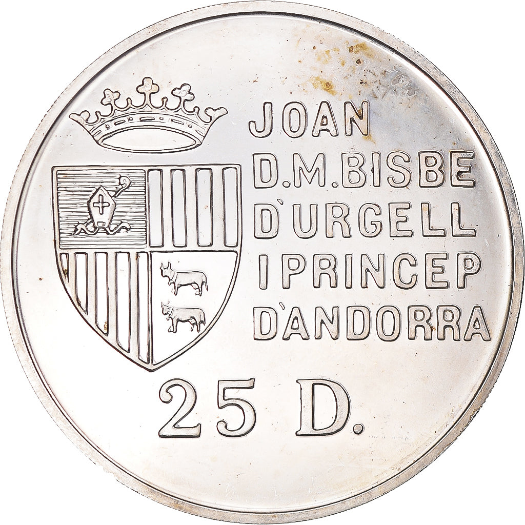Coin, Andorra, 25 Diners, 1991, EF(40-45), Silver, KM:65