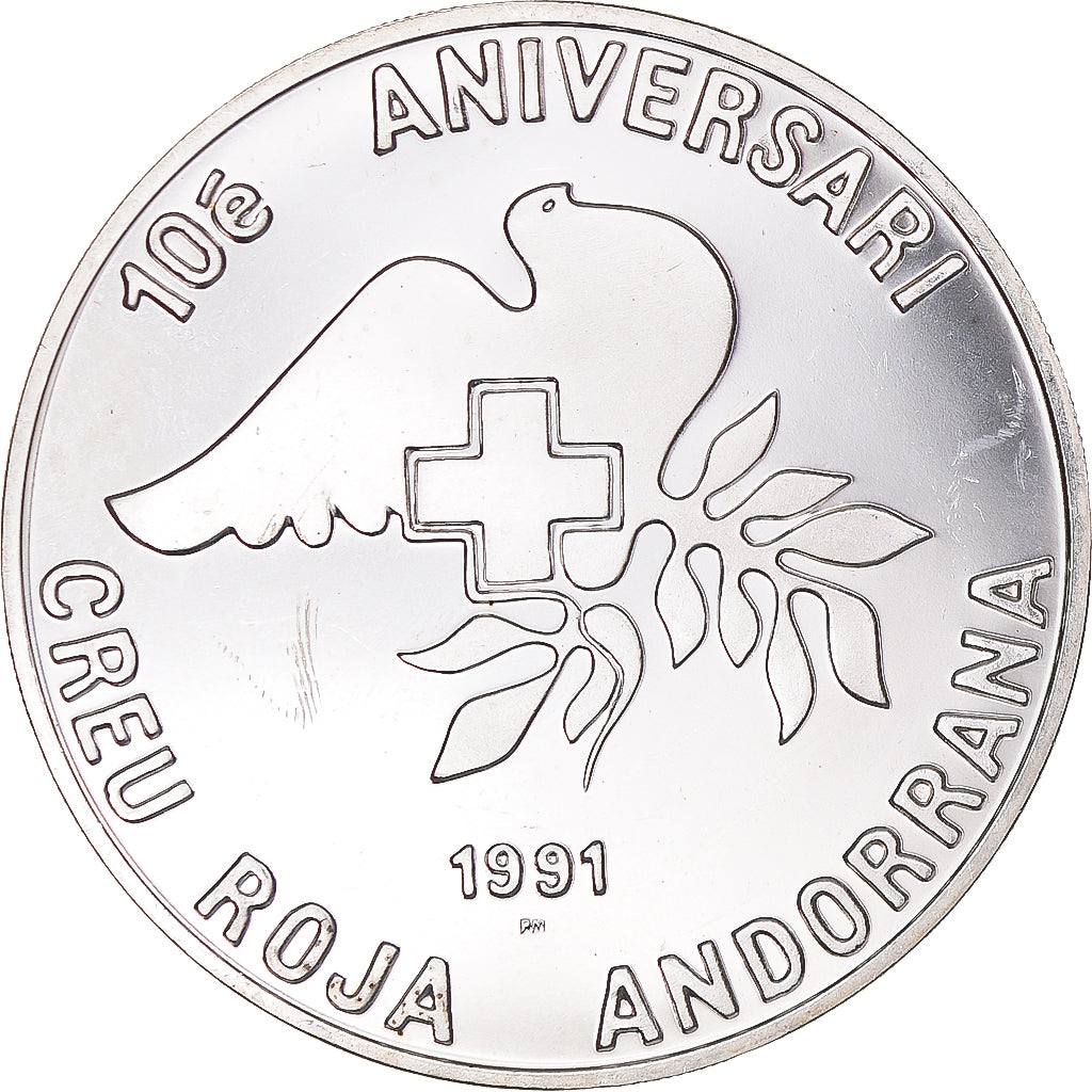 Moneta, Andorra, 25 Diners, 1991, BB+, Argento, KM:65