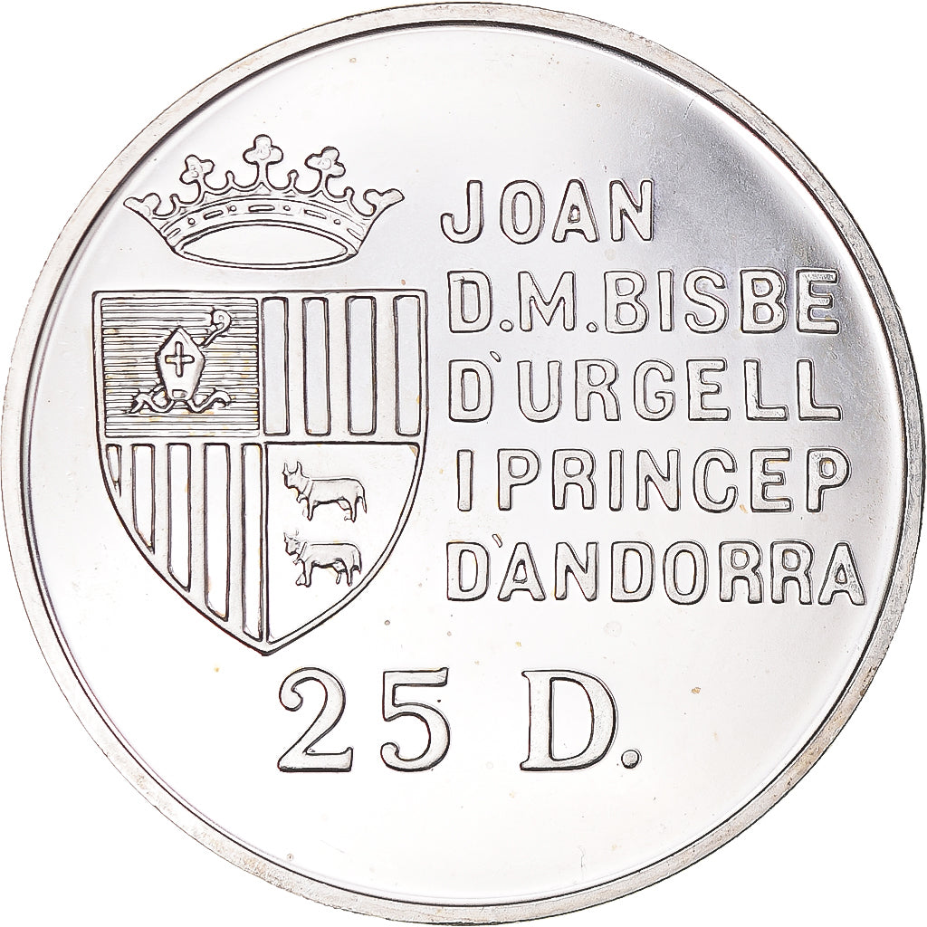 Moneta, Andorra, 25 Diners, 1991, BB+, Argento, KM:65