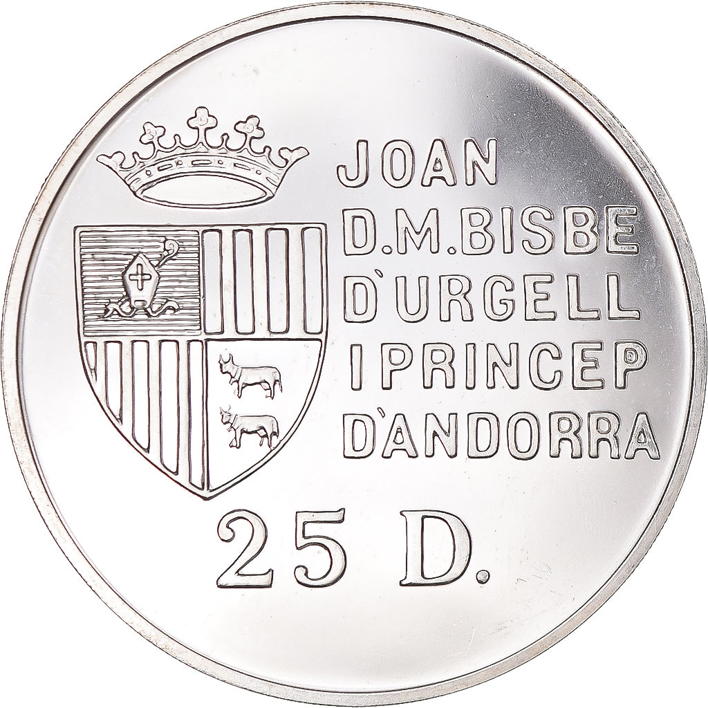 Coin, Andorra, 25 Diners, 1991, AU(55-58), Silver, KM:65