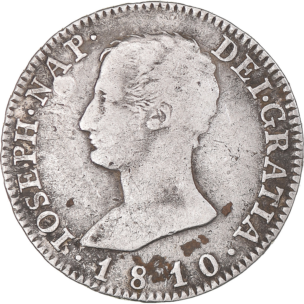 Munten, Spanje, Joseph Napolean, 4 Réales, 1810, Madrid, FR+, Zilver, KM:540.1