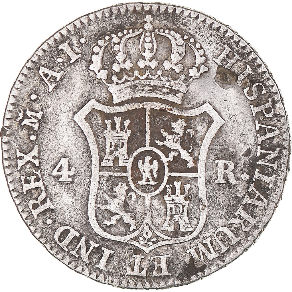 Munten, Spanje, Joseph Napolean, 4 Réales, 1810, Madrid, FR+, Zilver, KM:540.1