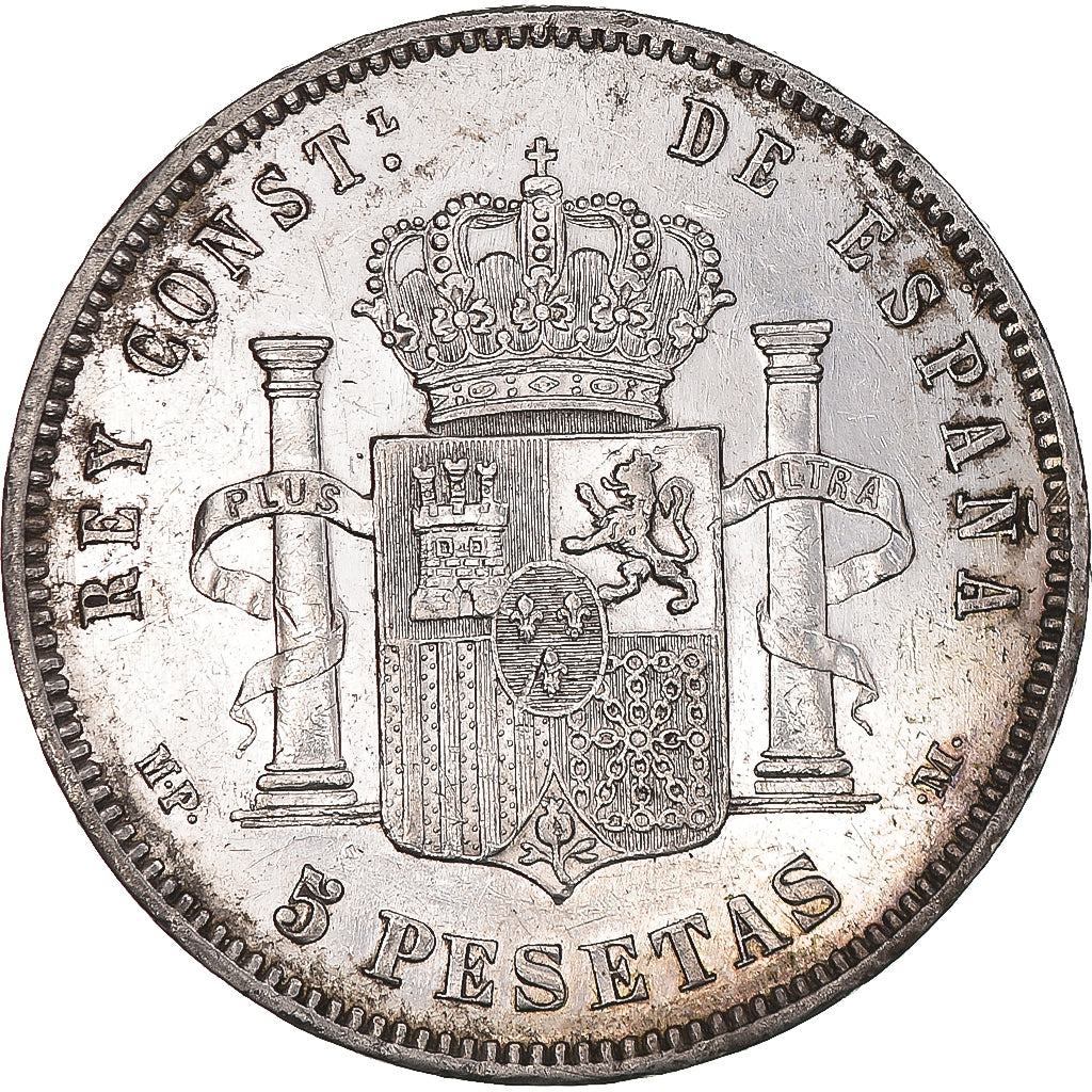 Moneda, España, Alfonso XIII, 5 Pesetas, 1888, Madrid, MBC+, Plata, KM:689