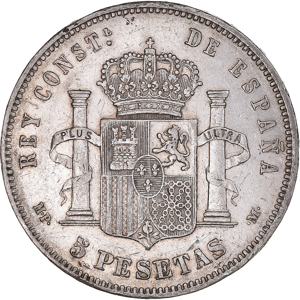 Moneta, Hiszpania, Alfonso XIII, 5 Pesetas, 1889, Madrid, AU(50-53), Srebro