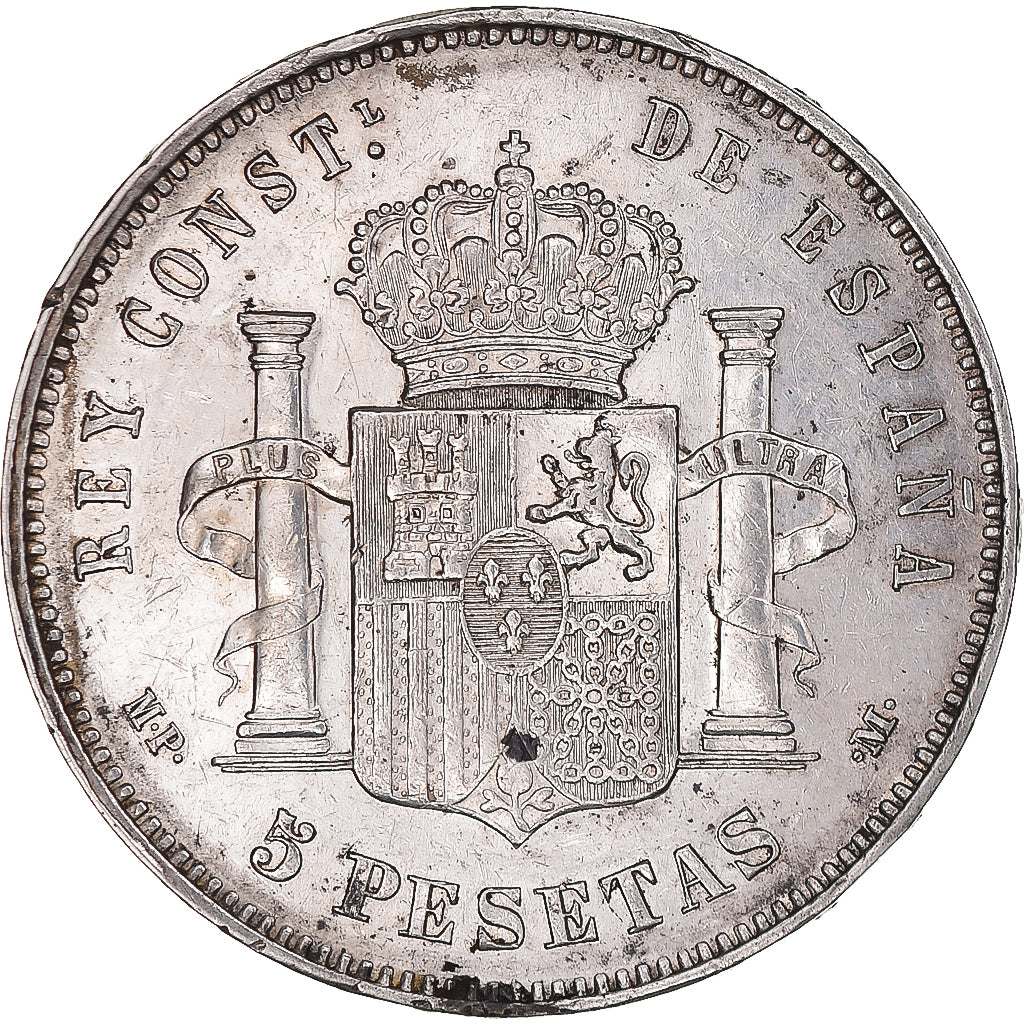 Moneta, Hiszpania, Alfonso XIII, 5 Pesetas, 1888, Madrid, AU(50-53), Srebro