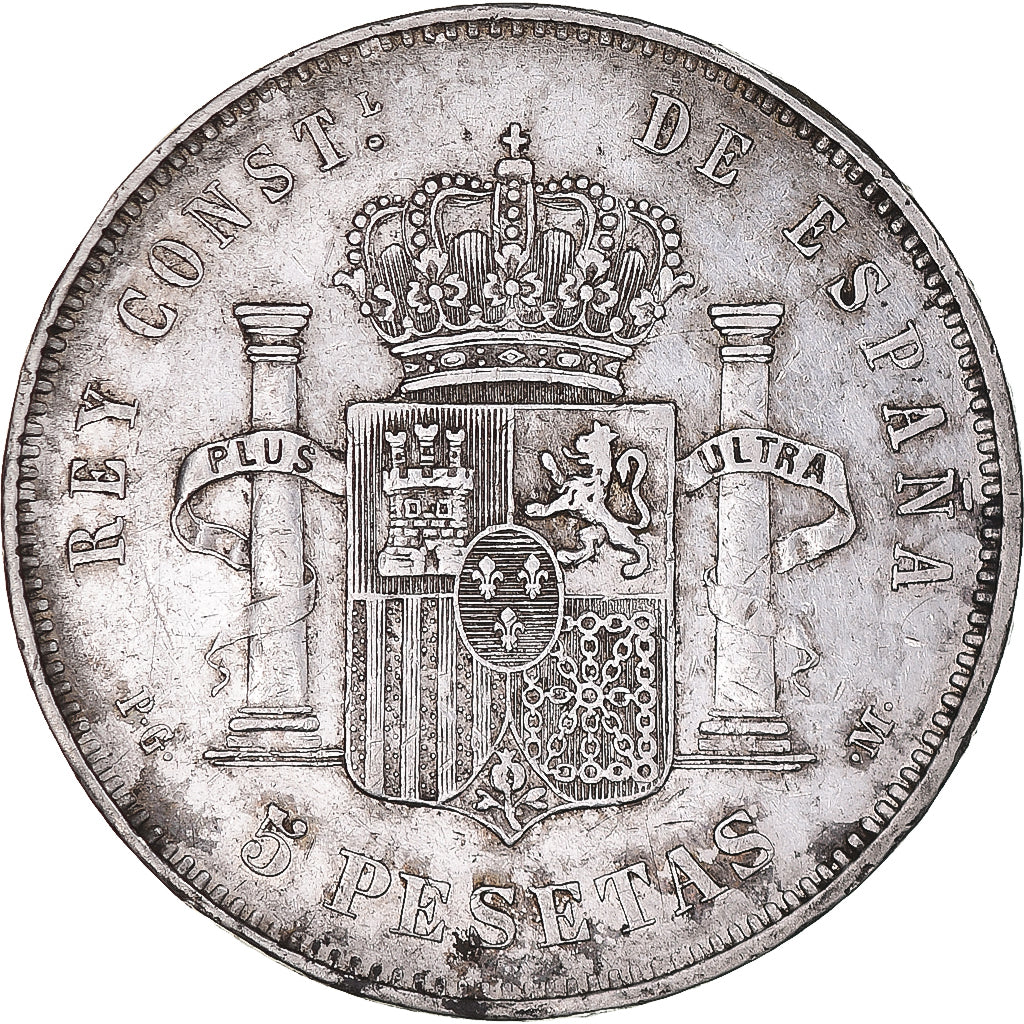 Moneta, Hiszpania, Alfonso XIII, 5 Pesetas, 1892, Madrid, EF(40-45), Srebro
