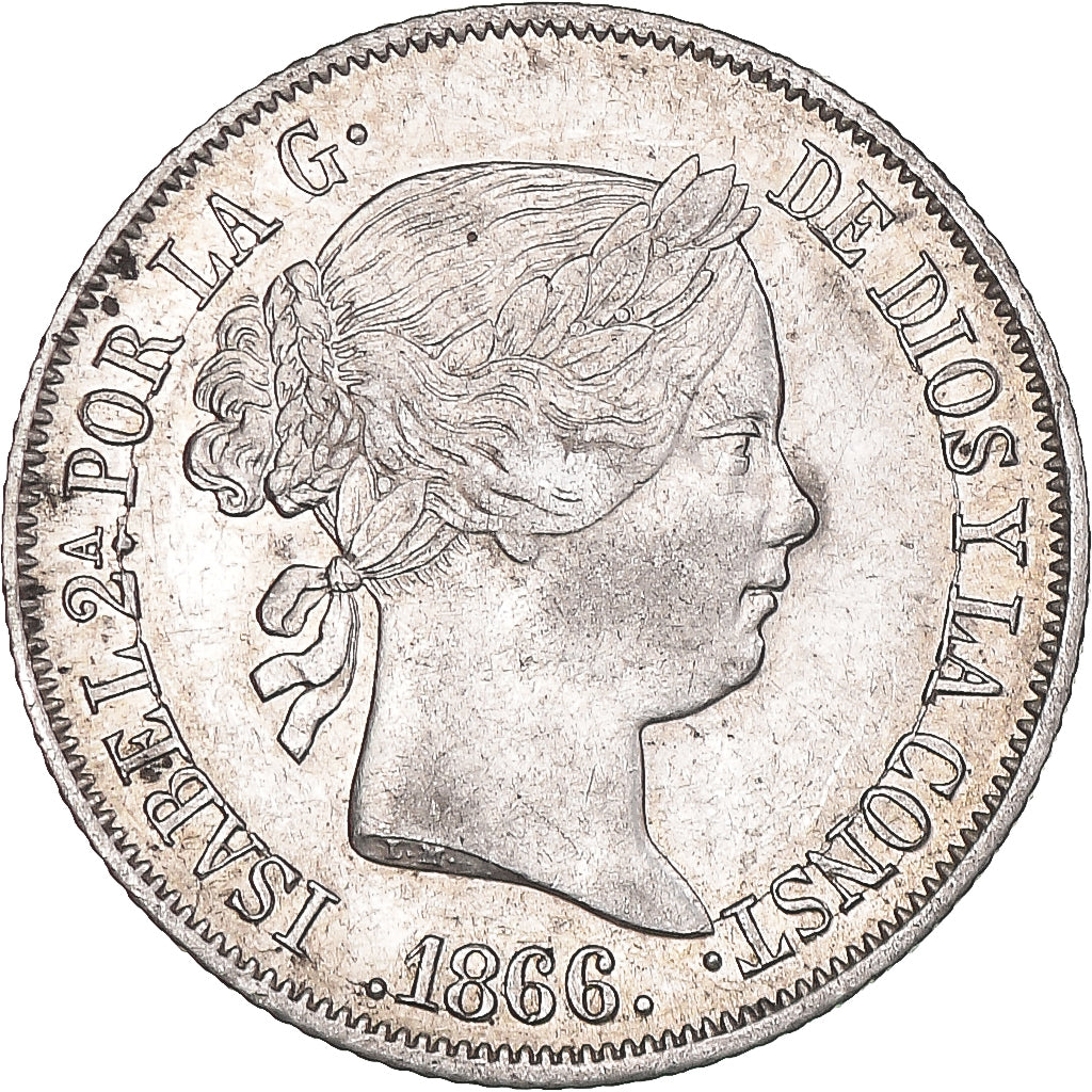 Monnaie, Espagne, Isabel II, 40 Centimos, 1866, Madrid, TTB+, Argent, KM:628.2