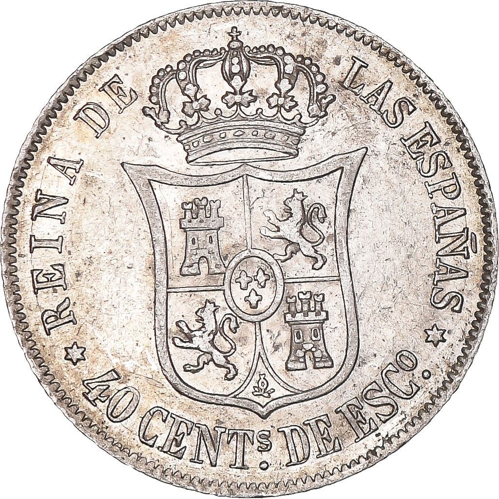 Monnaie, Espagne, Isabel II, 40 Centimos, 1866, Madrid, TTB+, Argent, KM:628.2