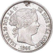 Moneta, Hiszpania, Isabel II, 40 Centimos, 1866, Madrid, AU(50-53), Srebro