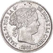 Coin, Spain, Isabel II, 40 Centimos, 1866, Madrid, AU(50-53), Silver, KM:628.2