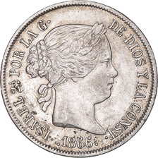 Coin, Spain, Isabel II, 40 Centimos, 1866, Madrid, AU(50-53), Silver, KM:628.2