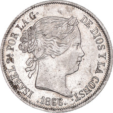 Moneta, Hiszpania, Isabel II, 40 Centimos, 1866, Madrid, AU(50-53), Srebro
