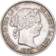 Coin, Spain, Isabel II, 40 Centimos, 1866, Madrid, AU(50-53), Silver, KM:628.2