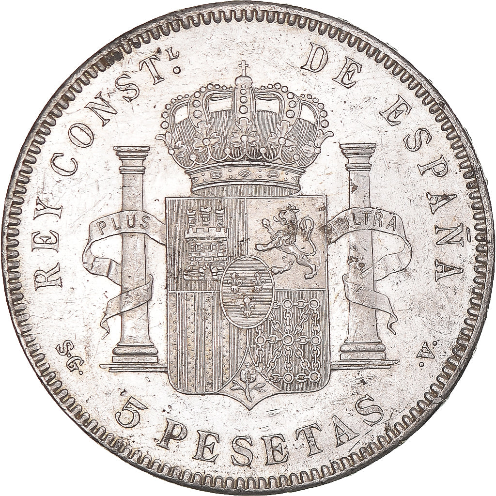 Munten, Spanje, Alfonso XIII, 5 Pesetas, 1899, Valencia, PR, Zilver, KM:707