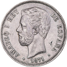 Monnaie, Espagne, Amadeao I, 5 Pesetas, 1871, Madrid, TTB, Argent, KM:666