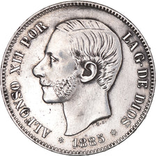 Coin, Spain, Alfonso XII, 5 Pesetas, 1887, Madrid, AU(50-53), Silver, KM:688