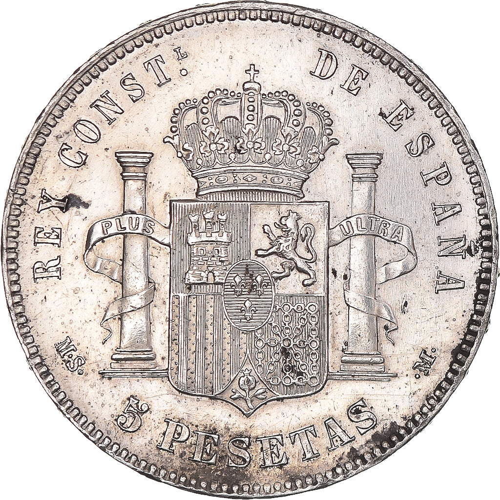 Coin, Spain, Alfonso XII, 5 Pesetas, 1887, Madrid, AU(50-53), Silver, KM:688