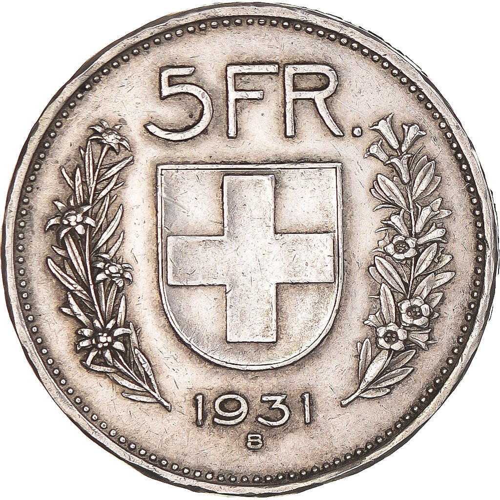 Coin, Switzerland, 5 Francs, 1931, Bern, EF(40-45), Silver, KM:40