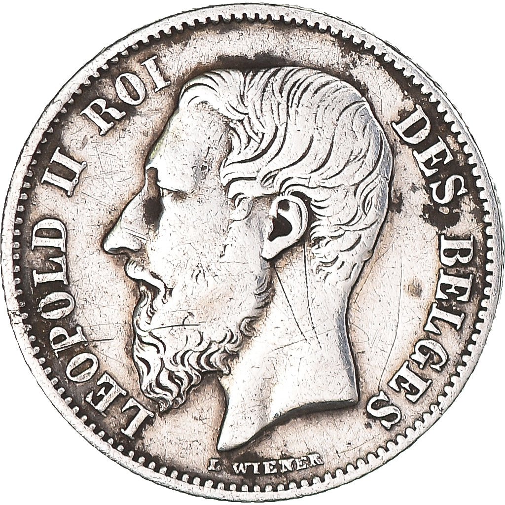 Coin, Belgium, Leopold II, 50 Centimes, 1866, Brussels, VF(30-35), Silver, KM:26