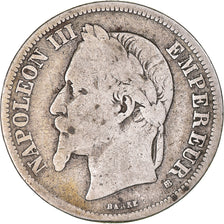 Munten, Frankrijk, Napoleon III, 2 Francs, 1866, Strasbourg, ZG+, Zilver