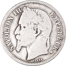 Moneta, Francia, Napoleon III, Franc, 1867, Strasbourg, B+, Argento, KM:806.2