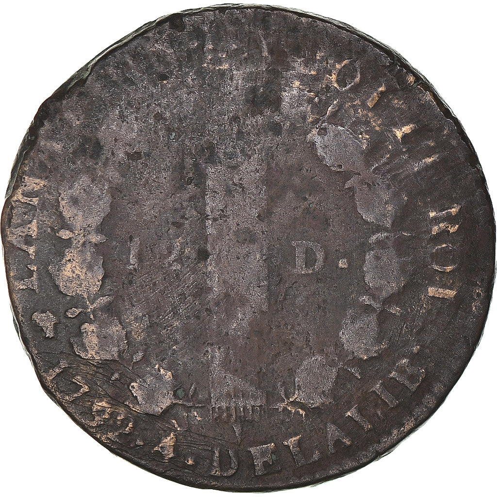 Moneta, Francia, Louis XVI, 12 Deniers, 1792, Dijon, B+, Bronzo, KM:600.5
