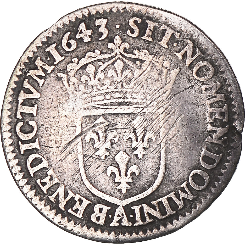 Munten, Frankrijk, Louis XIV, 1/12 Ecu à la mèche courte, 1643, Paris, FR