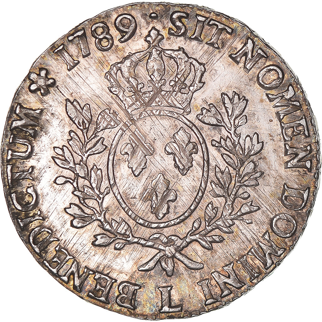 Coin, France, Louis XVI, Ecu aux branches d'olivier, 1789, Bayonne, Variety 9/8