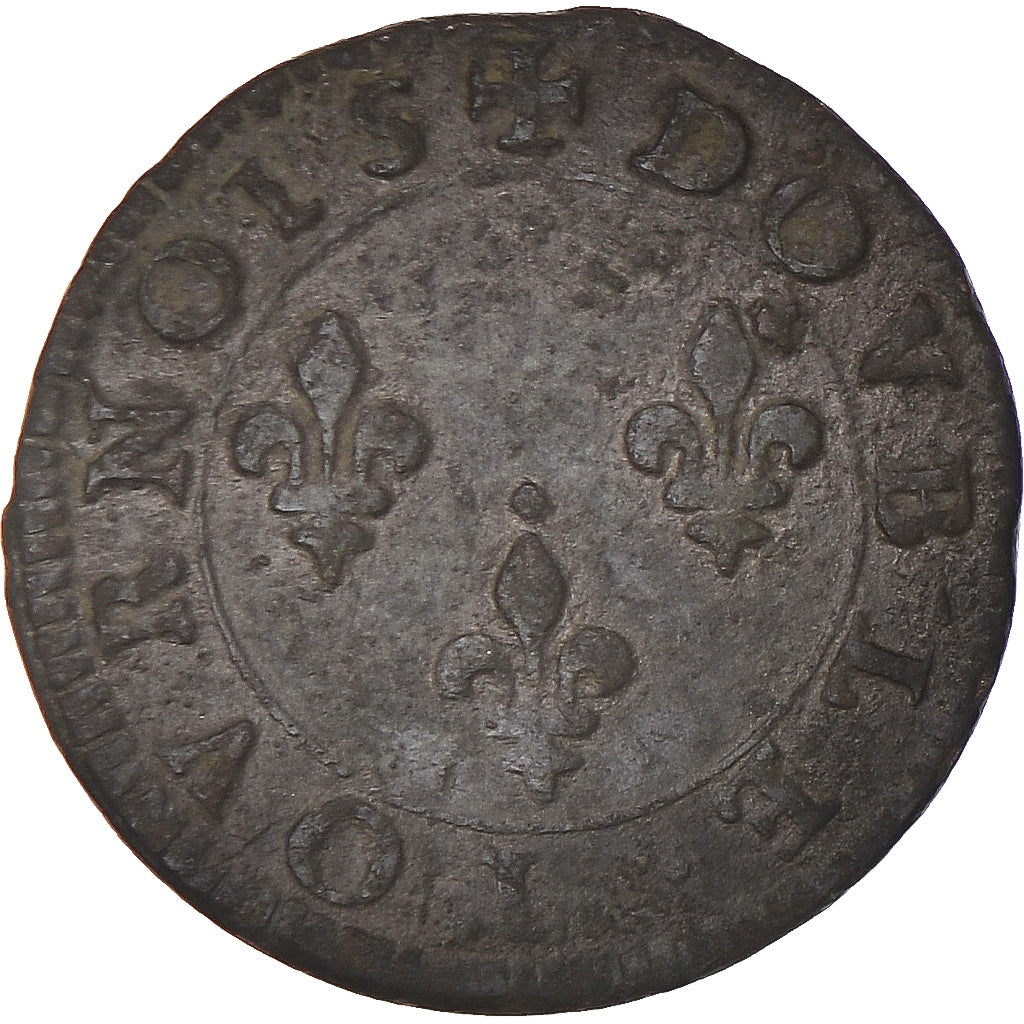Moneda, Francia, Henri III, Double Tournois, Paris, Avers étoile sous le A 6