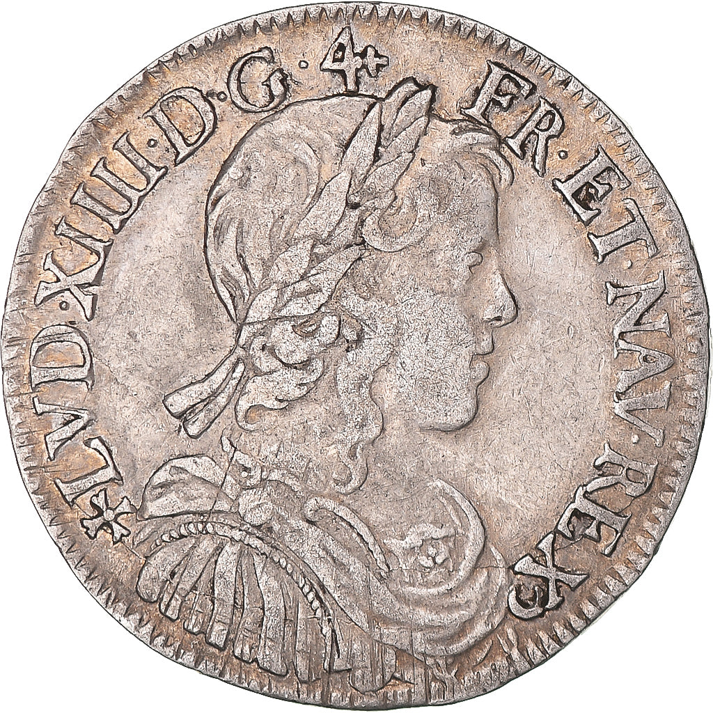 Moeda, França, Louis XIV, 1/2 Écu à la mèche longue, 1659, Angers, Rara