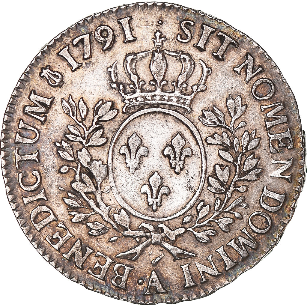 Coin, France, Louis XVI, Léopard, 1/2 Ecu aux branches d'olivier, 1791, Paris