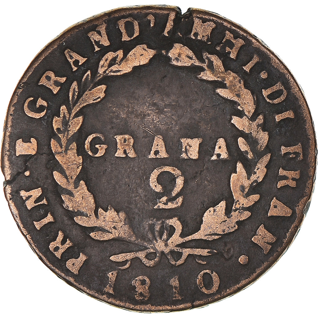 Monnaie, États italiens, NAPLES, Joachim Murat, 2 Grana, 1810, Naples, TB+