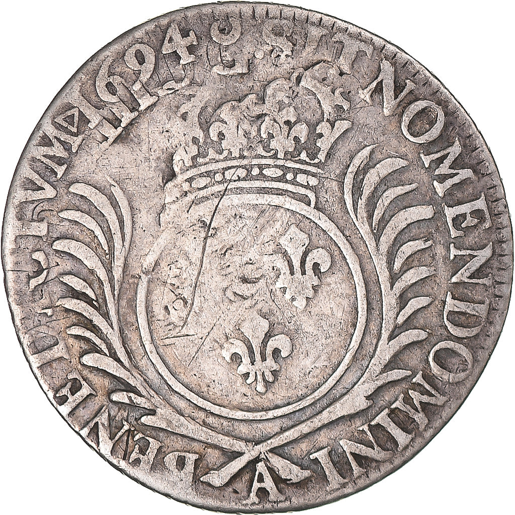 Moneta, Francia, Louis XIV, 1/4 Ecu aux palmes, 1694, Paris, MB+, Argento