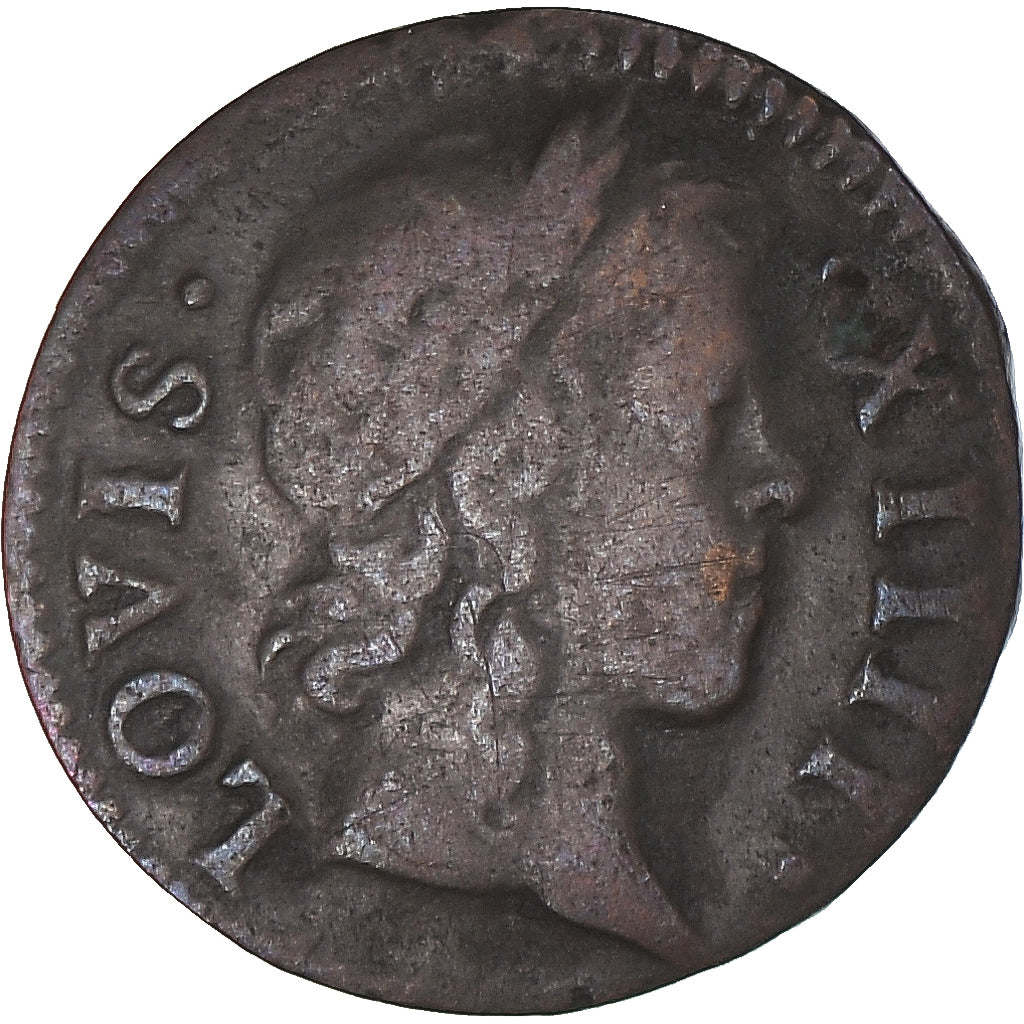 Munten, Frankrijk, Louis XIV, Denier Tournois, 1648, Paris, FR+, Koper, KM:167