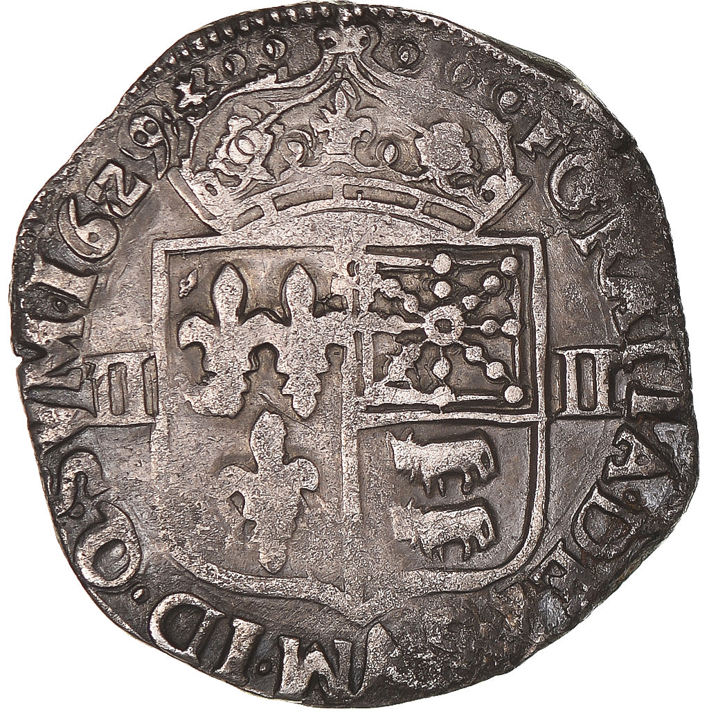 Coin, France, Louis XIII, 1/4 d'écu de Béarn, 1629, Morlaas, EF(40-45)