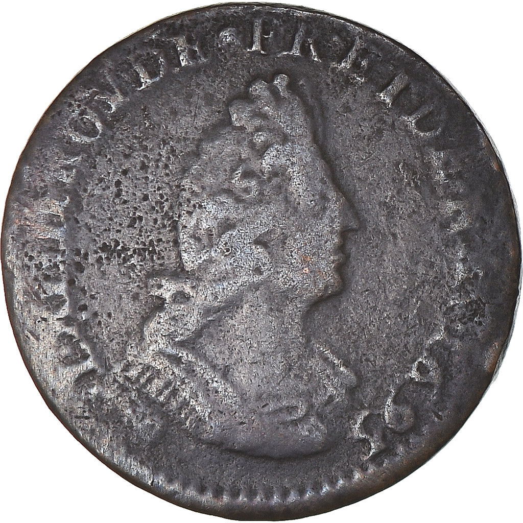 Moneta, Francia, Louis XIV, Liard de France, 1695, Lille, MB+, Rame, KM:284.22