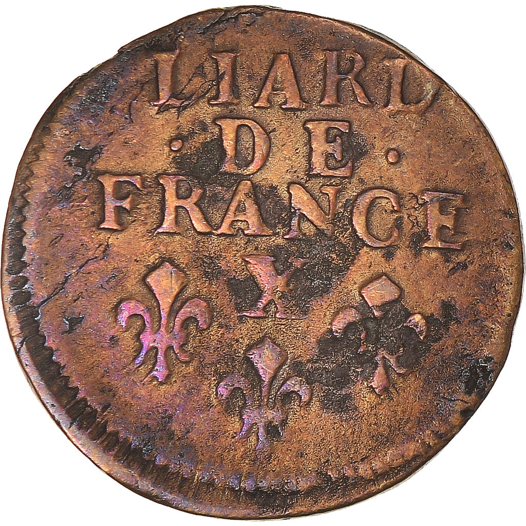 Coin, France, Louis XIV, Liard de France, 1694, Amiens, VF(30-35), Copper