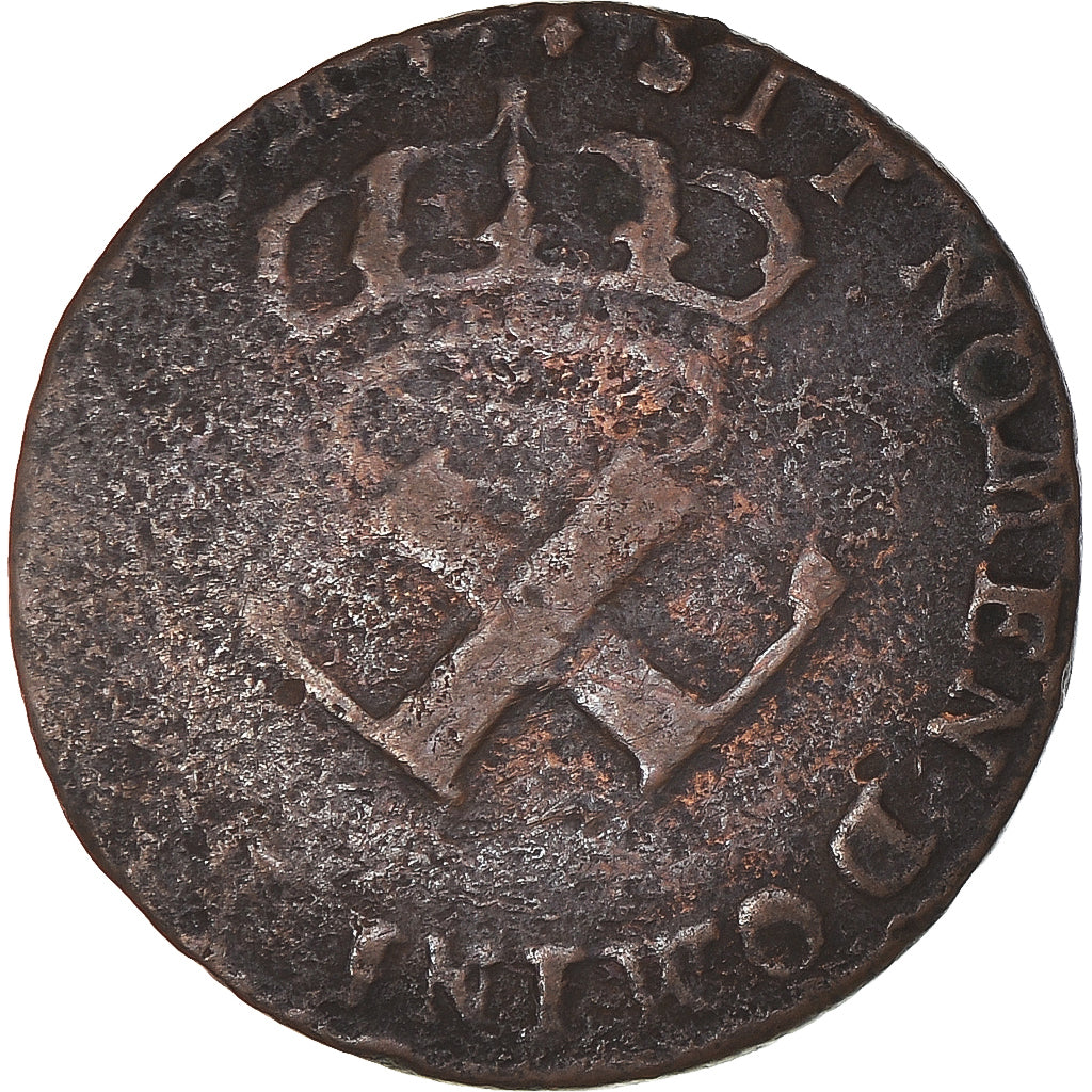 Coin, FRENCH COLONIES, Louis XV, 9 Deniers, 1721, La Rochelle, F(12-15), Copper