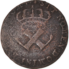 Coin, FRENCH COLONIES, Louis XV, 9 Deniers, 1721, La Rochelle, F(12-15), Copper