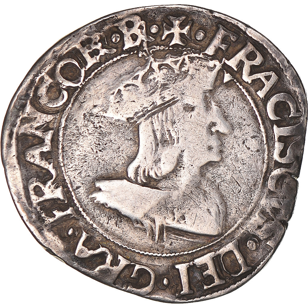 Monnaie, France, François Ier, Teston du Dauphiné, 1515-1547, Romans, TB+