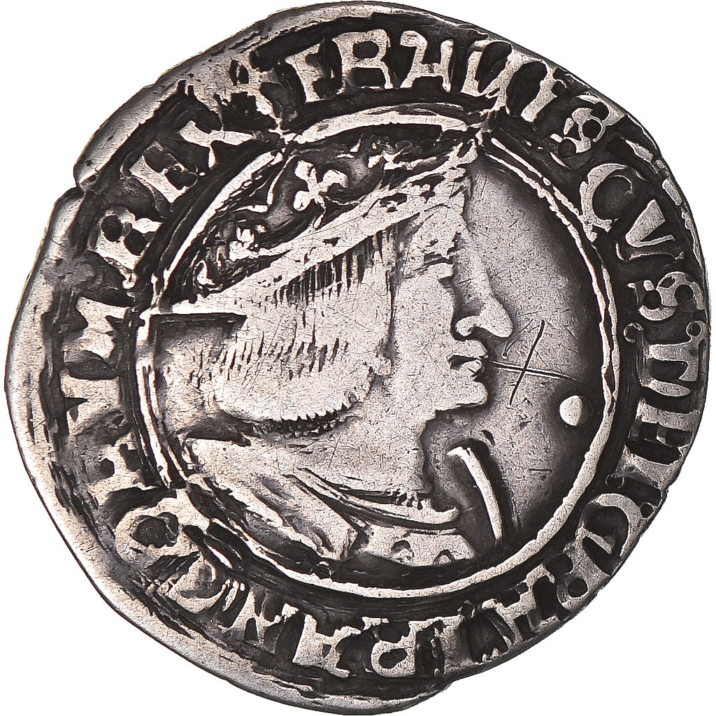 Moeda, França, François Ier, 1/2 Teston, 1515-1547, Lyon, EF(40-45), Prata