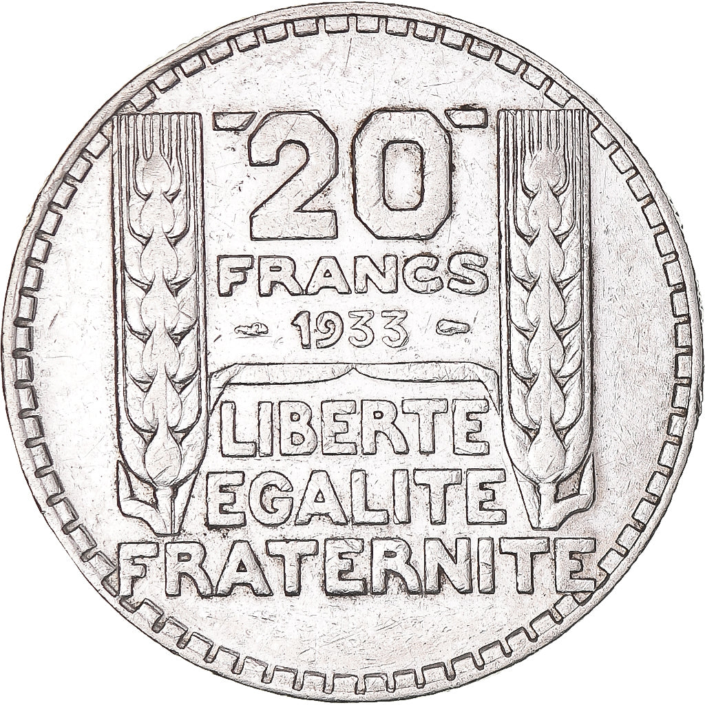 Coin, France, Turin, 20 Francs, 1933, Paris, Rameaux courts, EF(40-45), Silver