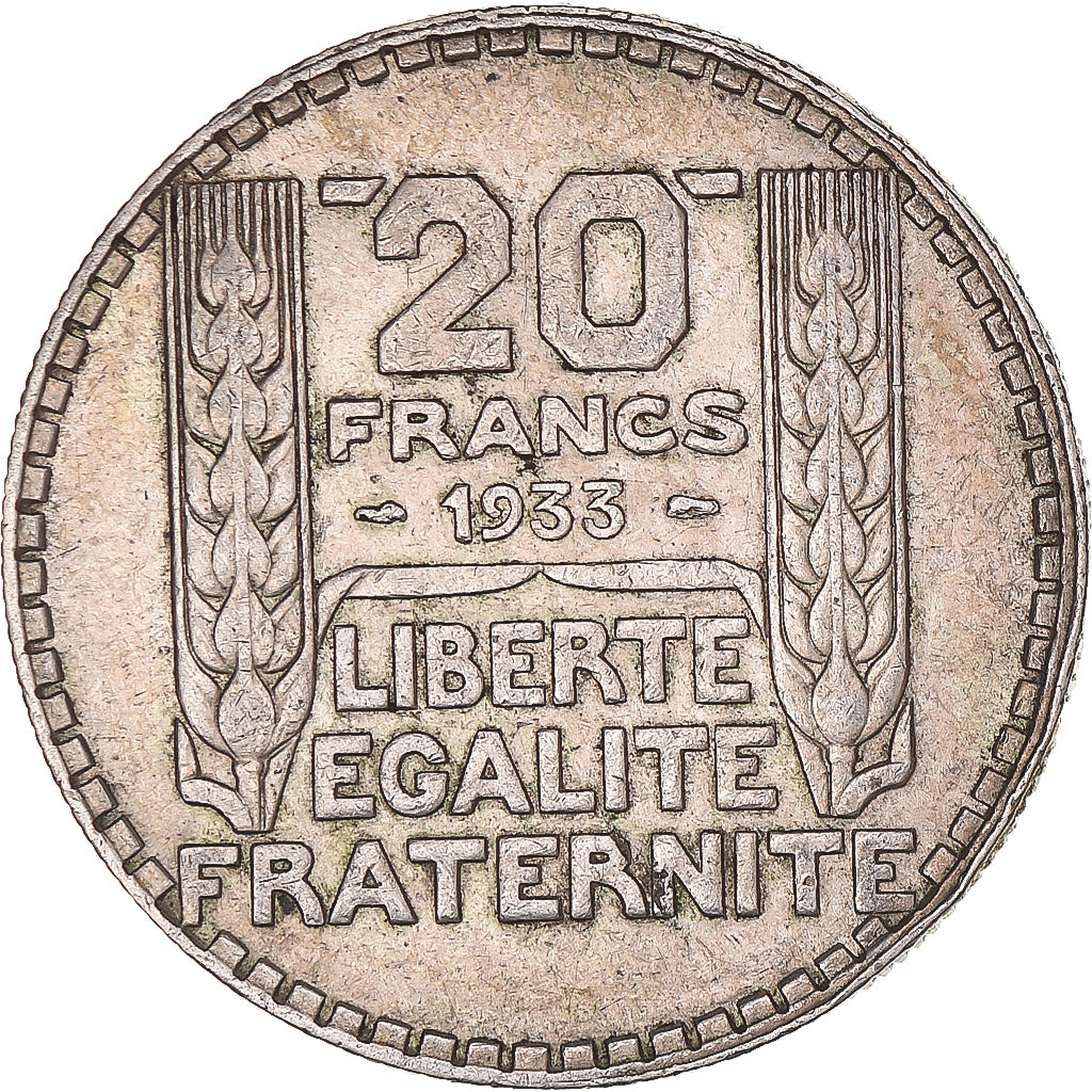 Coin, France, Turin, 20 Francs, 1933, Paris, Rameaux longs, EF(40-45), Silver