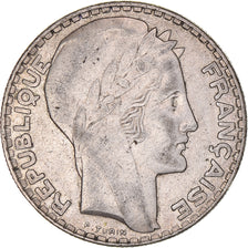 Moneda, Francia, Turin, 20 Francs, 1933, Paris, Rameaux longs, MBC, Plata