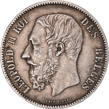 Moneta, Belgio, Leopold II, 5 Francs, 5 Frank, 1868, MB+, Argento, KM:24