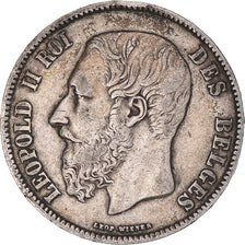Moneta, Belgio, Leopold II, 5 Francs, 5 Frank, 1870, MB+, Argento, KM:24
