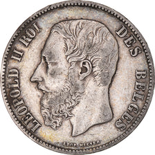 Moneta, Belgio, Leopold II, 5 Francs, 5 Frank, 1871, MB+, Argento, KM:24