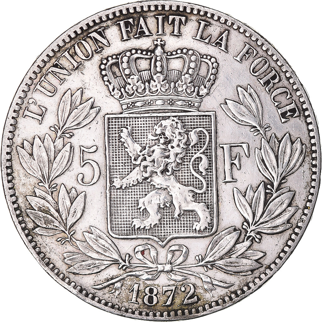 Coin, Belgium, Leopold II, 5 Francs, 5 Frank, 1872, EF(40-45), Silver, KM:24