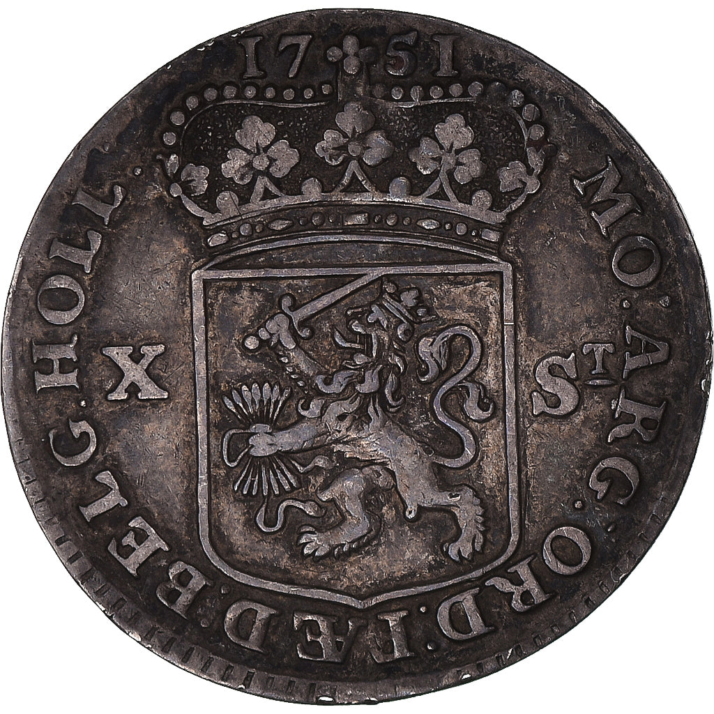 Moneta, Paesi Bassi, HOLLAND, 10 Stuivers, 1/2 Gulden, 1751, BB, Argento