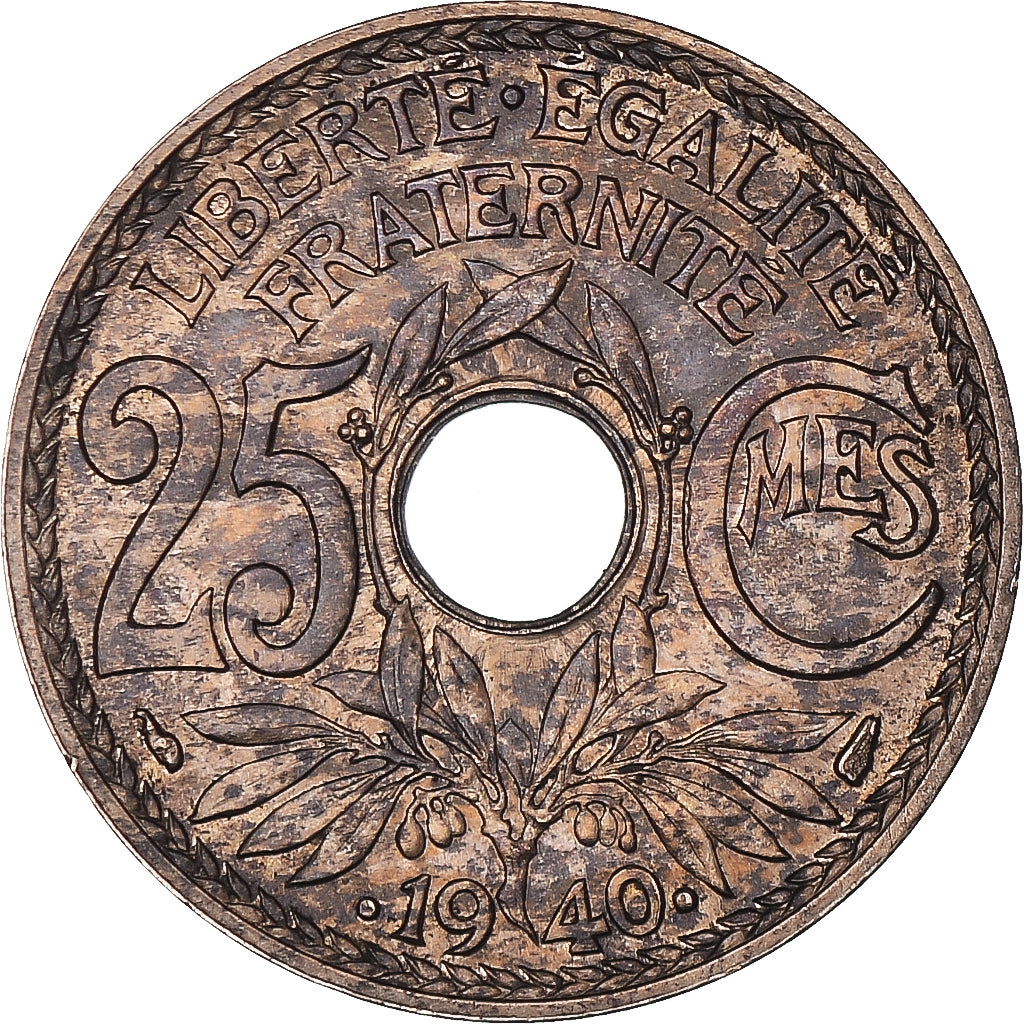 Coin, France, Lindauer, 25 Centimes, .1940., EF(40-45), Nickel-Bronze, KM:867b